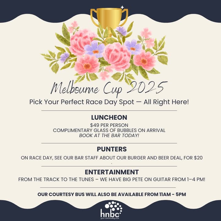 Featured image for “Melbourne Cup 2025 Luncheon and TAB Specials at Hamilton North Bowls”